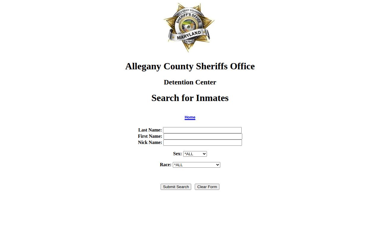 Allegany County current inmate roster used to check 72-hour release window limits