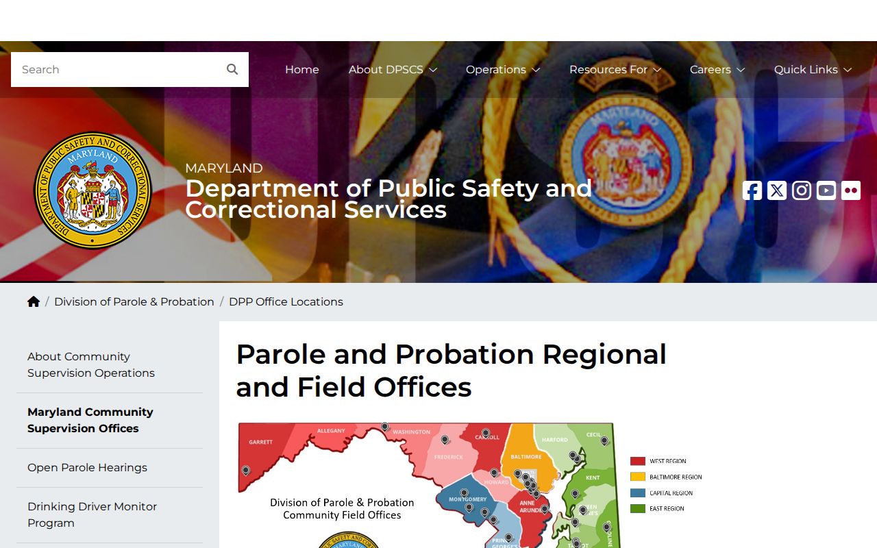 Allegany County parole and probation Cumberland field office directory